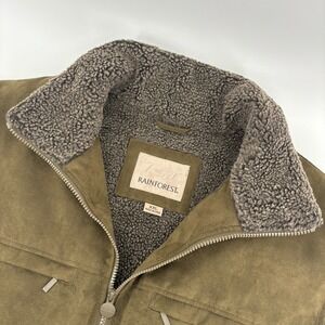 Rainforest RFT Men's XXL Microsuede Sherpa Lined Fullzip Vest Green Multi Pocket